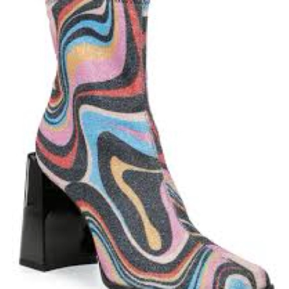 Gianni Bini Glitter Mod Block Heel Ankle Boots